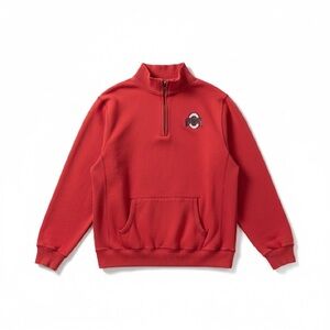 Ohio State Buckeyes Quarter Zip Red Sweatshirt with Front Pouch Kangaroo Pocket
